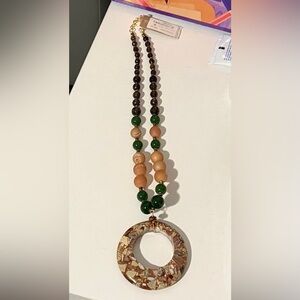 Studio Barse Brown and Green Beaded Necklace